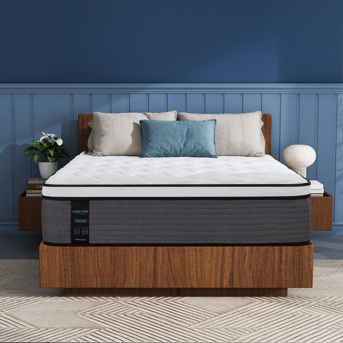 Queen Mattress, 12 Inch Queen Size Hybrid Mattress in a Box, Enhanced Edge Support, Cooling Hybrid Bed, Gel-Memory Foam & Individually Pocket Coil, Back Pain Relief, Medium Firm, Fiberglass Free