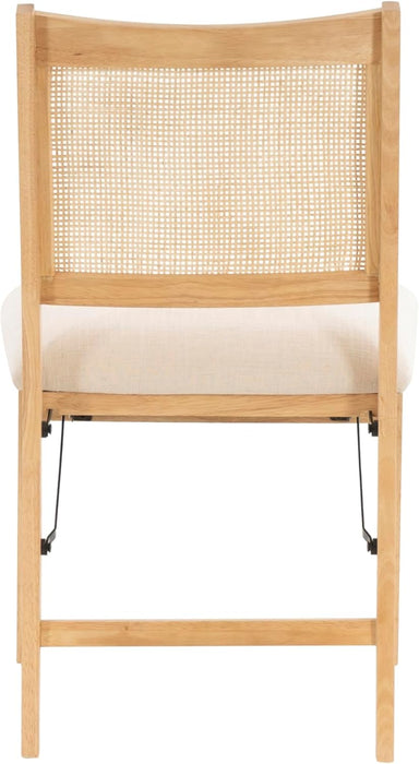 Kasi Beige Rattan Cane Folding Foldable Dining Side Chair, Natural