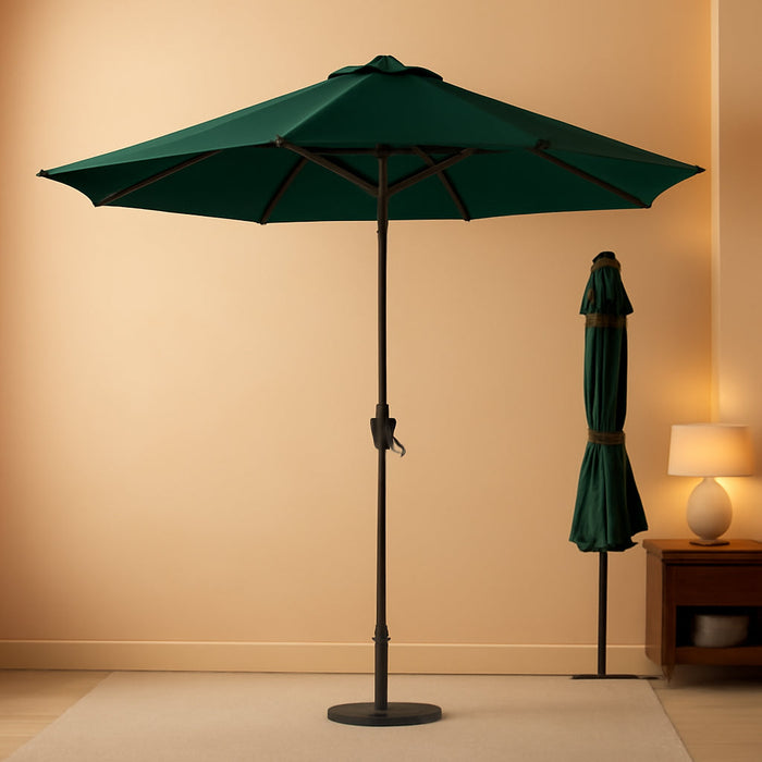 Patiokingdom 10FT Patio Umbrella with Push Button Tilt and Crank, Outdoor Market Umbrella with 8 Fiberglass Ribs, UV Protection Table Umbrella for Pool,Backyard,Garden,Deck