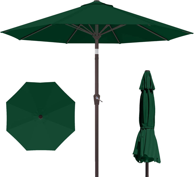 Patiokingdom 10FT Patio Umbrella with Push Button Tilt and Crank, Outdoor Market Umbrella with 8 Fiberglass Ribs, UV Protection Table Umbrella for Pool,Backyard,Garden,Deck