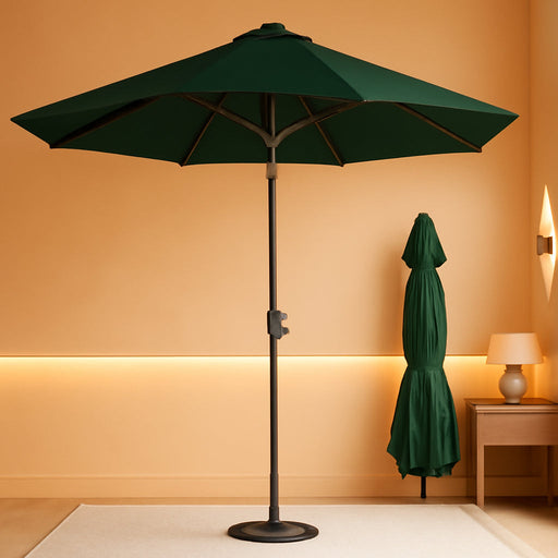 Patiokingdom 10FT Patio Umbrella with Push Button Tilt and Crank, Outdoor Market Umbrella with 8 Fiberglass Ribs, UV Protection Table Umbrella for Pool,Backyard,Garden,Deck