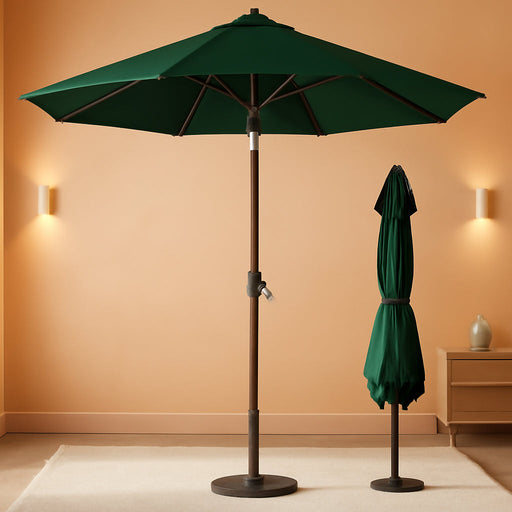 Patiokingdom 10FT Patio Umbrella with Push Button Tilt and Crank, Outdoor Market Umbrella with 8 Fiberglass Ribs, UV Protection Table Umbrella for Pool,Backyard,Garden,Deck