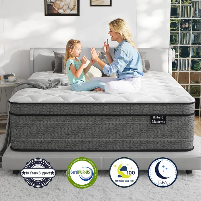 Full Size Mattress, 12 Inch Hybrid Full Bed Mattress in a Box, with Gel Memory Foam and Individual Pocket Springs, Motion Isolation, Strong Edge Support & Pressure Relief, Medium Firm