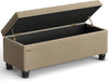 Storage Ottoman, Storage Bench, Tufted Entryway Bedroom Bench, 17.7 X 46.5 X 17.7 Inches, Hinges Easy Lid Operation, Wooden Legs, Linen-Look Cover, Loads 330 Lb, Camel Brown ULOM070K01
