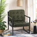 Green Full Grain Leather Upholstered Accent Armchairs