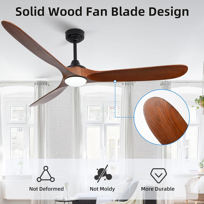 72in Walnut Outdoor Ceiling Fan With Lights
