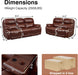 Brown Power Top Grain Leather Recliner Sofa Loveseat Set with USB Port, Genuine Leather Living Room Recliner Furniture Sofa Set, Reclining Couch Loveseat with Cup Holders.