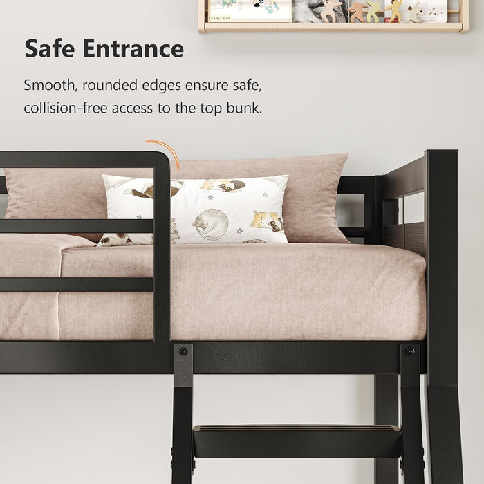 Reinforced Structural Industrial Steel Black Bunk Bed