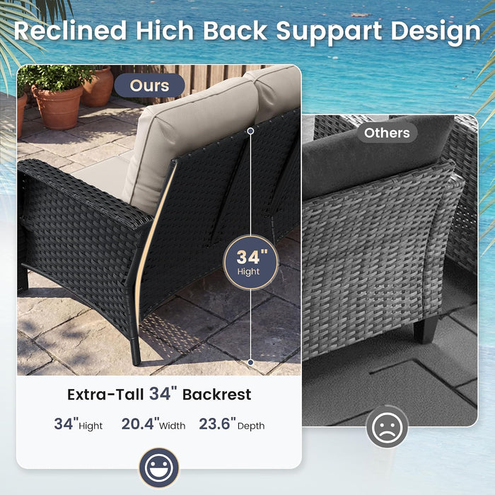Patio Furniture Set 2 High-Back Swivel Chairs Conversation Set