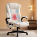 6 Point Vibrating Massage Office Chair with Heat, Velvet High Back Executive Office Chair with Reclining Backrest, Padded Armrests and Remote, Cream White