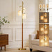 70" Wood Floor Lamp Dimmable Floor Lamps for Living Room Bedroom Mid Century Modern Floor Lamp Gold Standing Lamp Tall Lamps for Office Nursery Reading Elegant Stand up Lamp, 3 Bulbs Included