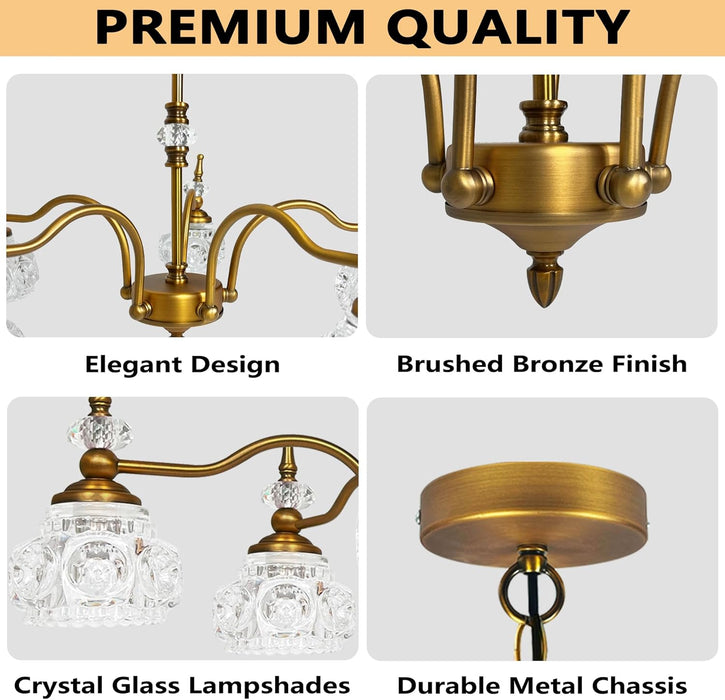 Brass Pendant Light Fixture Chandelier Glass Bulbs