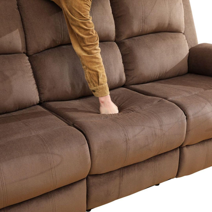 Manual Recliner Sofa Set,Microfiber Reclining Couch Set,Modern Living Room Furniture Set,Reclining Sofa Couch Chair for Living Room Home Office(Brown,3 Pieces Set)