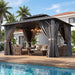 10X12 Gazebo Hardtop Gazebo with Double Galvanized Steel Roof Outdoor Pavilion with Breathable Netting and Privacy Curtain for Backyard (Gray)