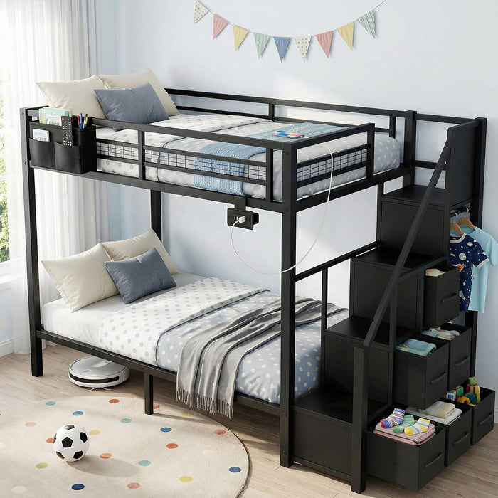 Black Twin Over Twin SpaceSaving BunkBed PremiumEdition