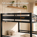 Metal Bunk Bed Full over Full with Ladder and High Guardrail, Heavy-Duty Metal Slats Support, Noise Free, No Box Spring Needed, for Kids and Juniors, Black