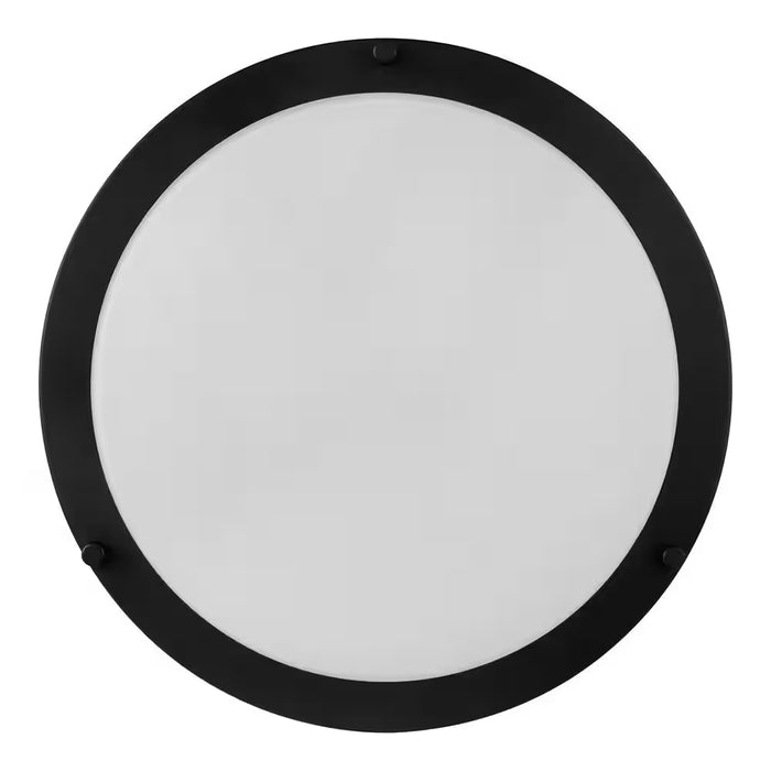 Flaxmere 14 In. Matte Black Dimmable Integrated LED Flush Mount Ceiling Light with Frosted White Glass Shade