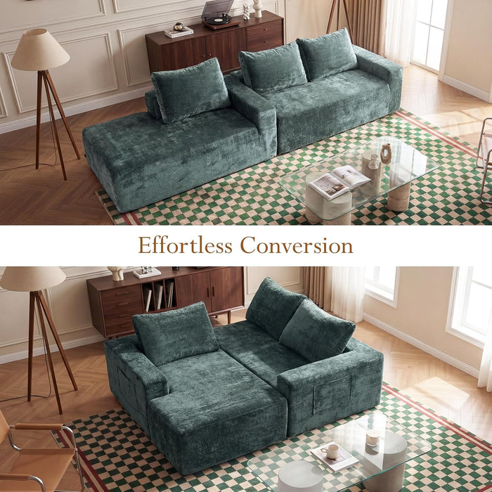 95 Inch Luxurious Sectional Sofa Memory Foam Cushions