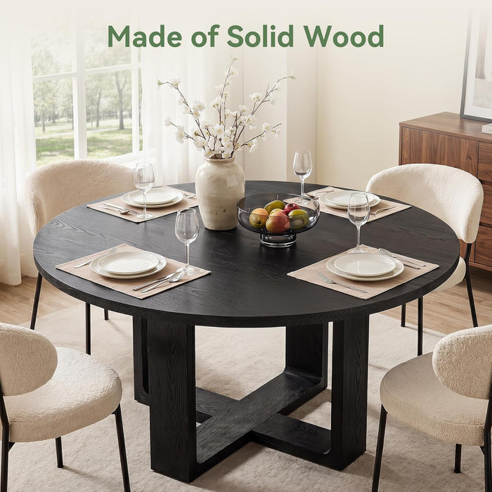 Round Dining Table 47.24 Black Luxurious SolidWood