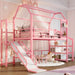 Bright Pink TwinSize Metal LoftBed With SafetyGuardrail