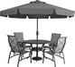 9Ft Patio Umbrella with Valance, Crank and Tilt – 8 Ribs Outdoor Market Umbrella, Uv/Fade Resistant, Waterproof Canopy with Wind Vent for Garden, Deck, Backyard, Pool (Dark Gray)