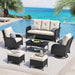 Patio Furniture Set 2 High-Back Swivel Chairs Conversation Set
