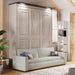 Queen Size Murphy Wallbed Beige With ConvertibleSofaLED