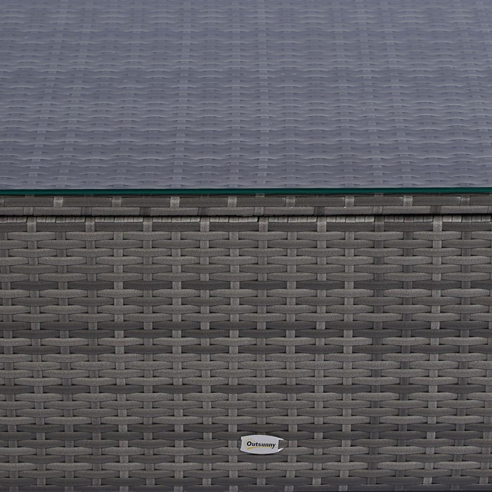 4 Piece Wicker Patio Furniture Set with Cushions, Outdoor Sectional Furniture with 2 Sofa, Loveseat, and Glass Top Coffee Table, Conversation Sofa Sets for Garden, Gray