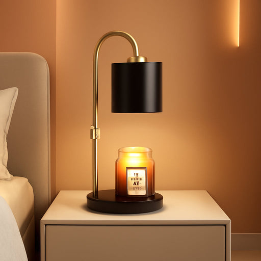 Candle Warmer Lamp with Timer & Dimmer, Height Adjustable Electric Wax Melt Warmer for Jar Candles, Gifts for Mom Home Decor, Black Gold