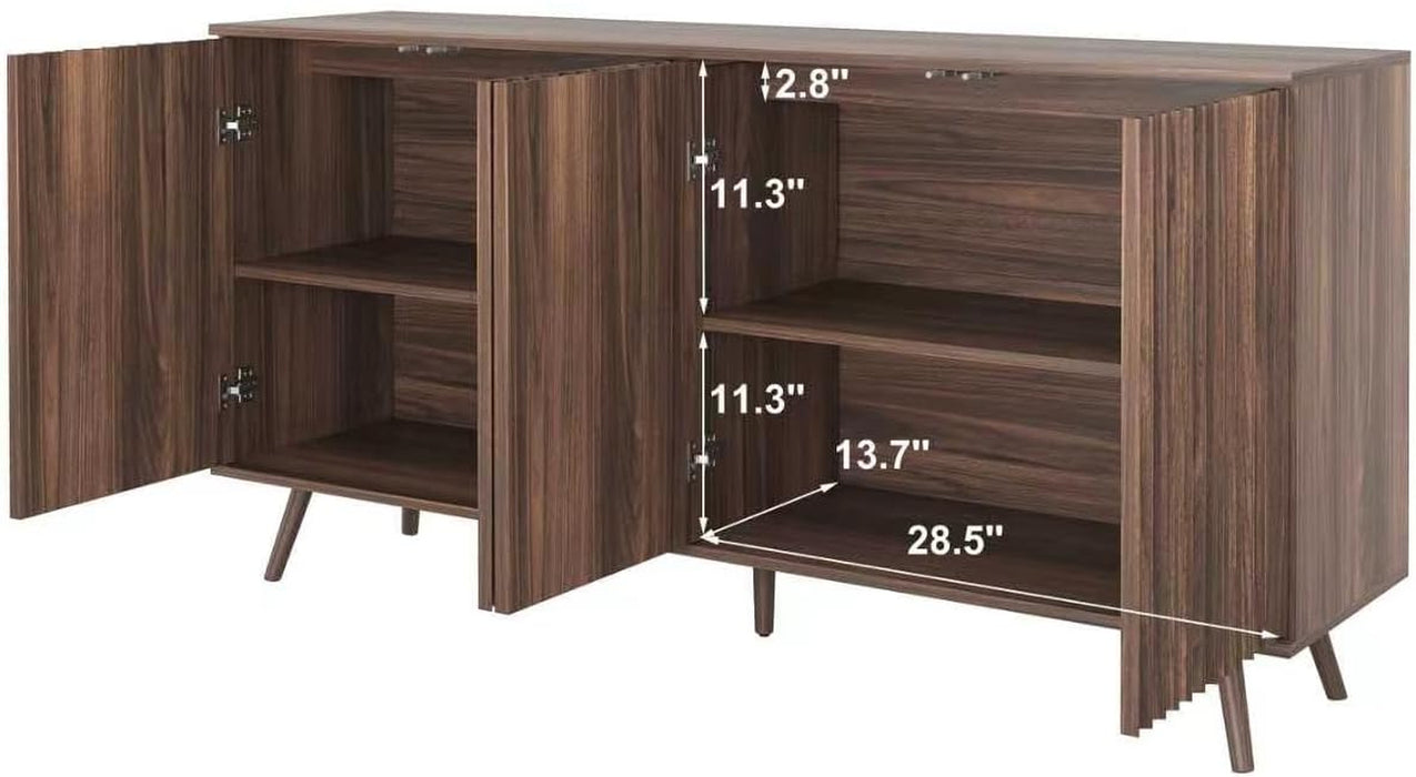 59.2" Buffet Sideboard Cabinet with Storage, Modern Accent Credenza with Adjustable Shelves, 31" H Wood Coffee Bar Console Table for Living Room Kitchen Dining Room TV Hallway, Walnut