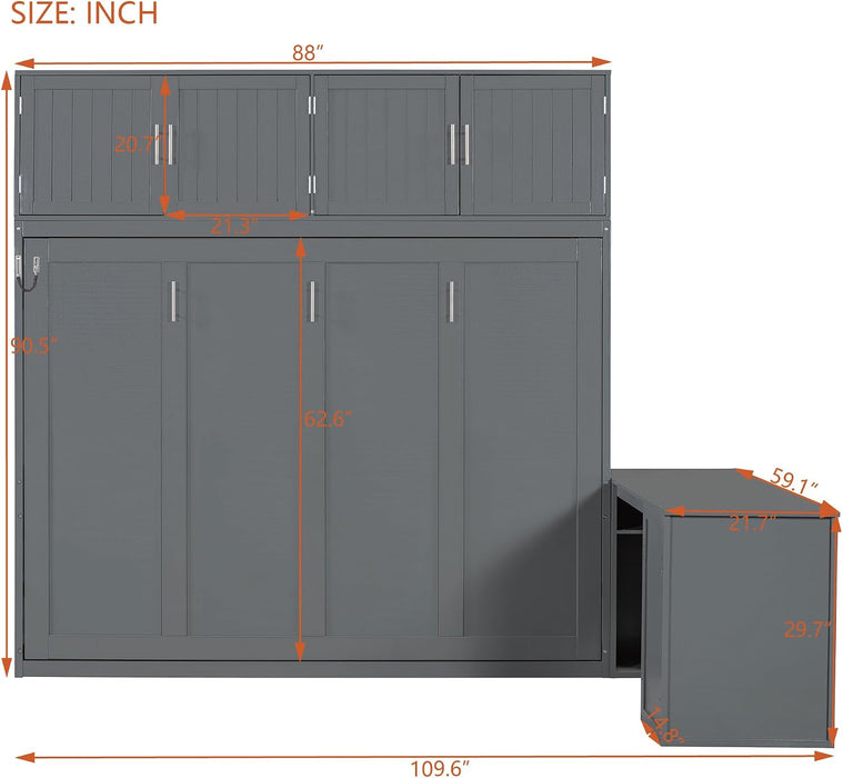 Queen Size Murphy Bed WithIntegratedStorageCabinets