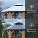 13' X 13' Outdoor Wood Gazebo, Hardtop Gazebo Permanent Wooden Pavilion with Galvanized Steel Double Roof, for Packyard, Garden, Deck, Cedar Wood
