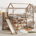 Twin EngineeredWood Loft Bed With Slide StorageShelves