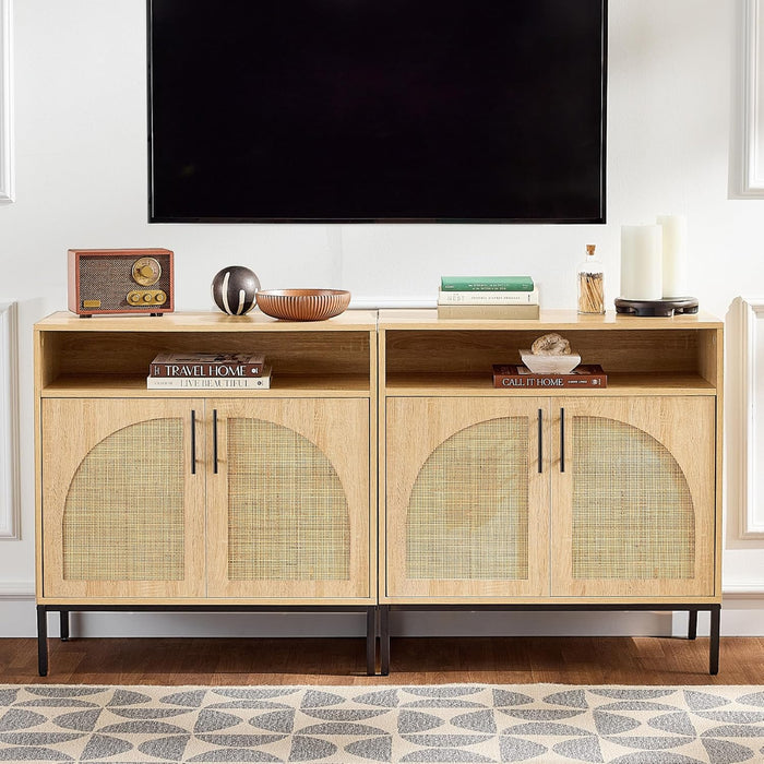 Rattan Sideboard Buffet Cabinet, Entryway Table, Accent Storage Cabinet, Console Table for Hallway, Living Room, Dining Room - Natural