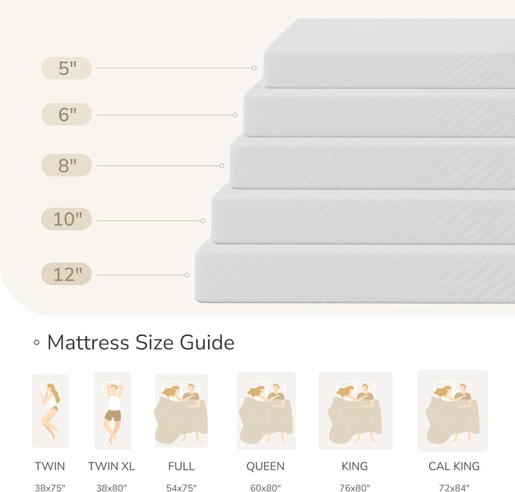 8 Inch Twin Mattress for Kids Green Tea Memory Foam Medium Firm