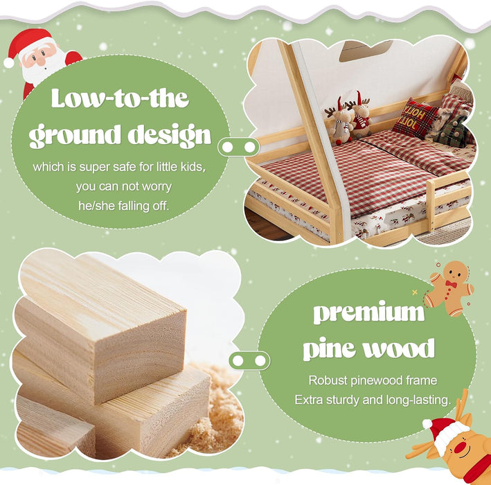 Full Size Premium Montessori Solidwood Floorbed Canopy