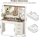 43" Large Vanity Desk with 30" HD Lighted Mirror,Modern Vanity Desk with Mirror and Lights, Makeup Vanity with 5 Drawers and Storage Shelves and Charging Station, White2300