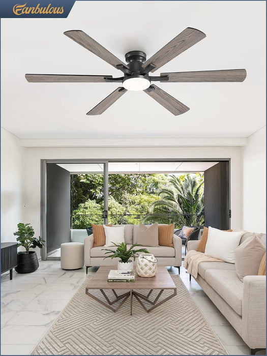 Matte Black Flush Mount Ceiling Fan With Controller