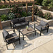 Aluminum Outdoor Patio Furniture Set 4 Pieces Dark Gray