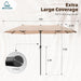 13 Ft Outdoor Patio Umbrella, Large Rectangular Double Sided Market Table Twin Umbrellas with Crank Handle for Deck Pool(Beige)