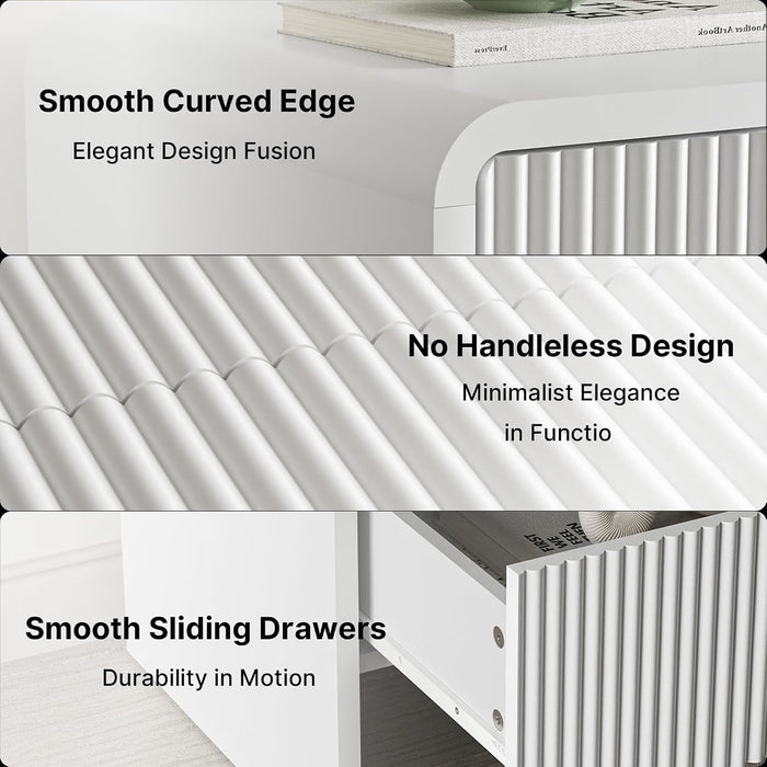 55" Wide Modern Curved 6 Drawer Dresser，White