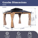 Cedar Wood Gazebo 10x12 Feet Weatherproofed Structure