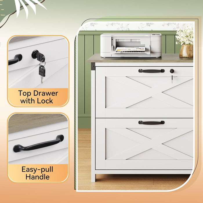 2 Drawer Lateral File Cabinet WhiteLockingSystemA4