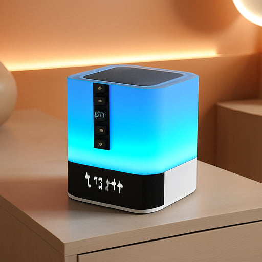 Night Light Bluetooth Speaker, 5 in 1 Touch Control Bedside Lamp Dimmable Multi-Color Changing, Bedroom Alarm Clock, Best Birthday Gift Ideas for 10 11 12 13 14 Year Old Teenage Girls/Boys