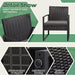 Black 3-Piece Patio Sets Steel Outdoor Wicker Patio Furniture Sets Outdoor Bistro Set with Gray Cushion