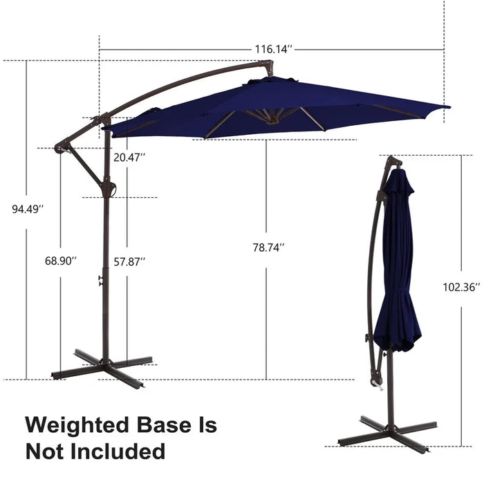 10' Outdoor Hanging Offset Cantilever Umbrella for Patio(No Base), Navy Blue