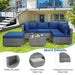 6 Pieces Outdoor Rattan Sofa Set with Seat and Back Cushions