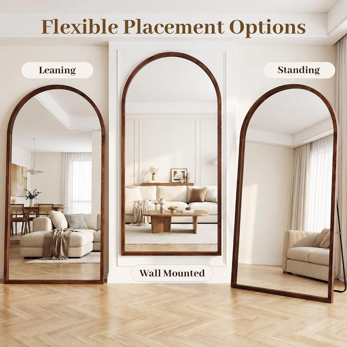 76"X41" Arched Full Length Mirror with Slim Solid Wood Frame,Walnut