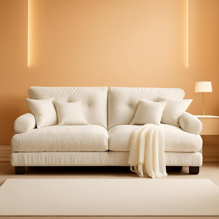 Modern Living Room Velvet Recliner Sofa, Loveseat Sofa for Apartment, Solid Wood Frame, Easy to Install (94.4 Inch,White)