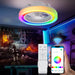 20" Ceiling Fan with Lights & Remote, RGB Dimmable LED Enclosed Ceiling Fans with Bluetooth Speaker, RGB 7 Colors LED Light, 6 Wind Speeds & App Timing Setting, White